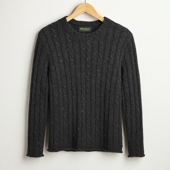 VTG Eddie Bauer Cable Knit Sweater Mens XL Wool Blend Gray Crewneck Australia - Picture 1 of 11